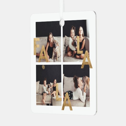 FA LA Modern Minimal Typografie 4 Rasterfoto's Metalen Ornament (Voorkant links)