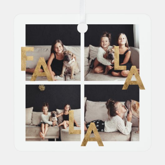 FA LA Modern Minimal Typografie 4 Rasterfoto's Metalen Ornament (Voorkant)