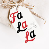 Fa La Moderne Retro Rood & Zwart Geplaagd Kerstmis Cadeaulabel