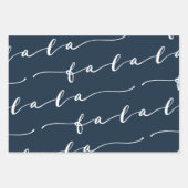 FA LA Navy & Pink Typographic Kerstcarol Inpakpapier Vel (Voorkant 2)