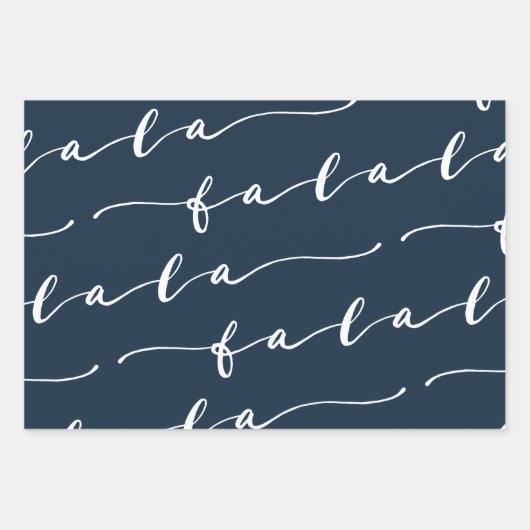 FA LA Navy & Pink Typographic Kerstcarol Inpakpapier Vel (Voorkant 2)