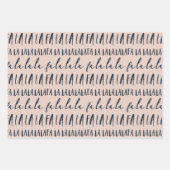 FA LA Navy & Pink Typographic Kerstcarol Inpakpapier Vel (Voorkant)