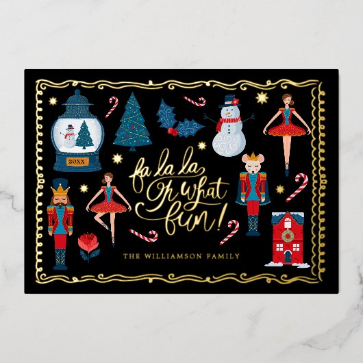 Fa La Oh, wat vun kerstbont. Folie Feestdagenkaart (Voorkant)