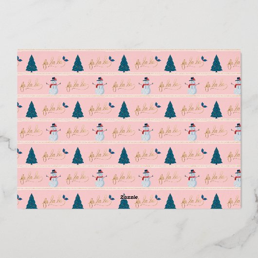 Fa La Oh, wat vun kerstbont. Folie Feestdagenkaart (Achterkant)