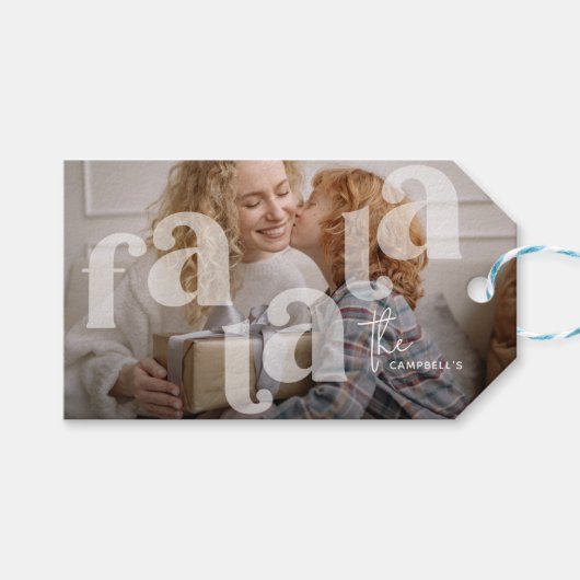 Fa la Overlay Typografie 'Foto Kerstmis Cadeaulabel (Voorkant (Horizontaal))