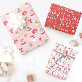 Fa La Santa Claus en Mrs Claus kerstpatroon Inpakpapier Vel