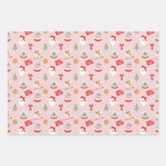 Fa La Santa Claus en Mrs Claus kerstpatroon Inpakpapier Vel (Voorkant)