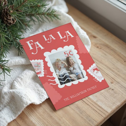 Fa La Santa Claus kerstpostzegelfoto Feestdagenkaart