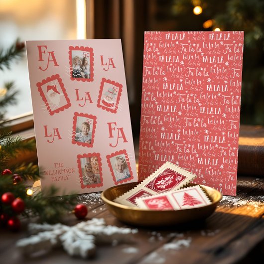 Fa La Santa Claus kerstpostzegelfoto Feestdagenkaart