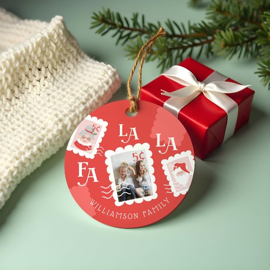 Fa La Santa Claus kerstpostzegelfoto Keramisch Ornament