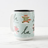 Fa La Sneeuw Engel Bos Dieren Leuke Winter Tweekleurige Koffiemok (Voorkant links)