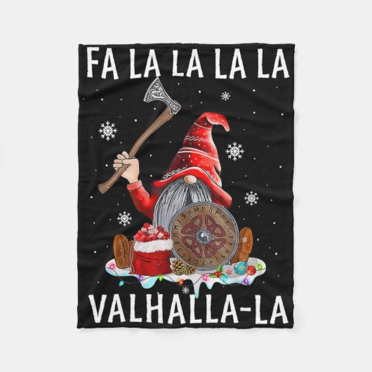 Fa La Valhalla Xmas Gnome Beard Viking Wapen C Fleece Deken (Voorkant)