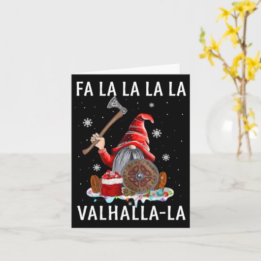 Fa La Valhalla Xmas Gnome Beard Viking Wapen C Kaart (Gele Bloem)