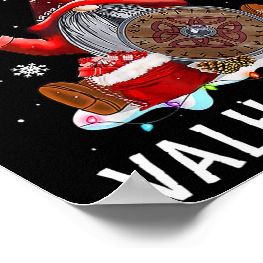 Fa La Valhalla Xmas Gnome Beard Viking Wapen C Poster (Hoek)