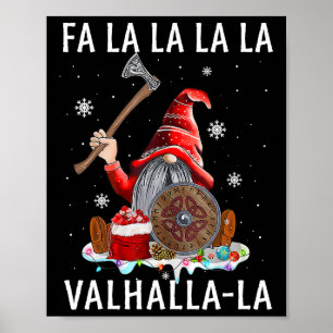 Fa La Valhalla Xmas Gnome Beard Viking Wapen C Poster