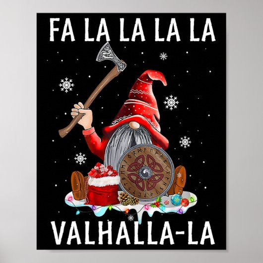 Fa La Valhalla Xmas Gnome Beard Viking Wapen C Poster (Voorkant)