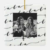 FA LA White & Black Calligraphy met kerstfoto Keramisch Ornament (Achterkant)