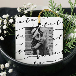 FA LA White & Black Calligraphy met kerstfoto Keramisch Ornament