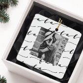 FA LA White & Black Calligraphy met kerstfoto Keramisch Ornament