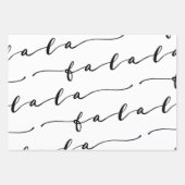 FA LA White & Black Calligraphy met kerstkarol Inpakpapier Vel (Voorkant 3)