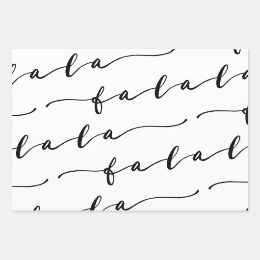FA LA White & Black Calligraphy met kerstkarol Inpakpapier Vel (Voorkant 3)