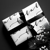FA LA White & Black Calligraphy met kerstkarol Inpakpapier Vel
