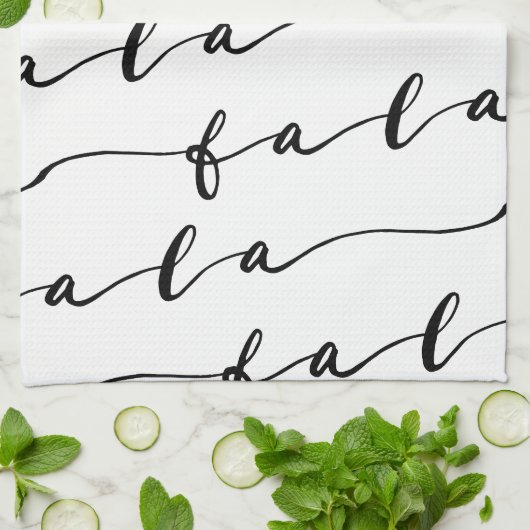 FA LA White & Black Calligraphy met kerstkarol Theedoek (Gevouwen)