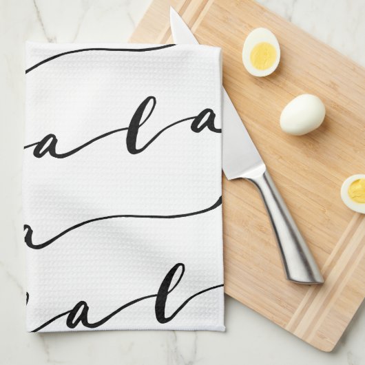FA LA White & Black Calligraphy met kerstkarol Theedoek (Quarter Fold)