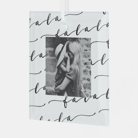 FA LA White Calligraphy met kerstfoto Glas Ornament (Voorkant links)