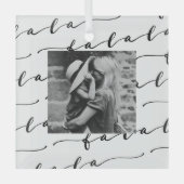 FA LA White Calligraphy met kerstfoto Glas Ornament (Voorkant)