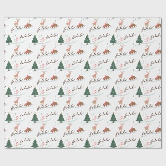 Fa La Winter Wonderland Bosbeesten Cadeaupapier (Vlak)