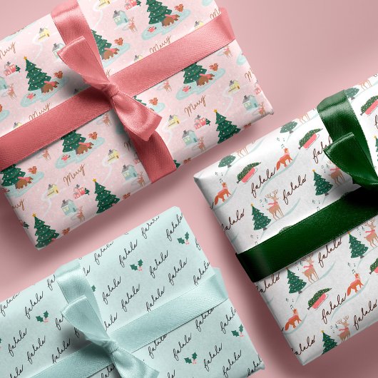 Fa La Winter Wonderland Bosbeesten Inpakpapier Vel