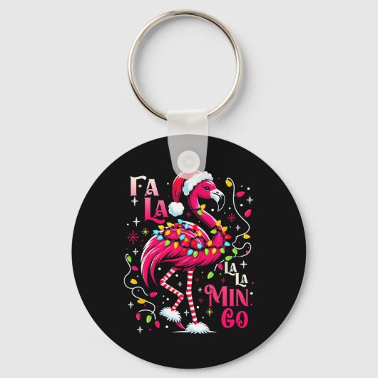 Fa Lala Mingo Flamingo Christmas Tropical Xmas Tre Sleutelhanger (Voorkant)