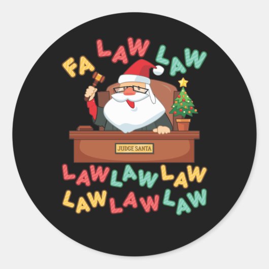 Fa Law Funny Lawyer Santa Ronde Sticker (Voorkant)