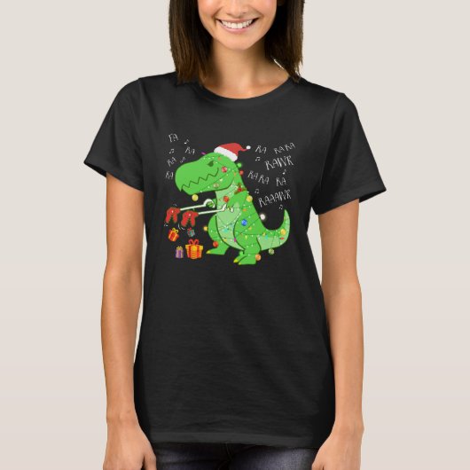Fa Ra Ra Rawr Kerst Dinosaurus Met Xmas Pet Li T-shirt (Voorkant)