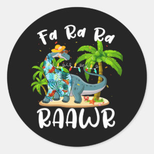 Fa Ra Ra Rawr Lange Hals Dinosaurus Zomer Kerstmis Ronde Sticker