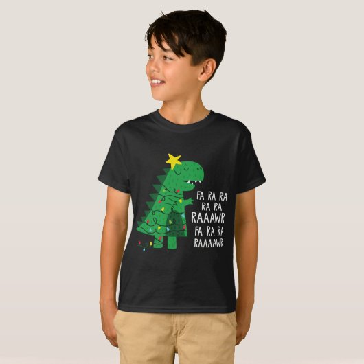 Fa Ra Ra Rawr Tree Rex Grappige Vrolijke Kerstmis  T-shirt (Voorkant volledig)