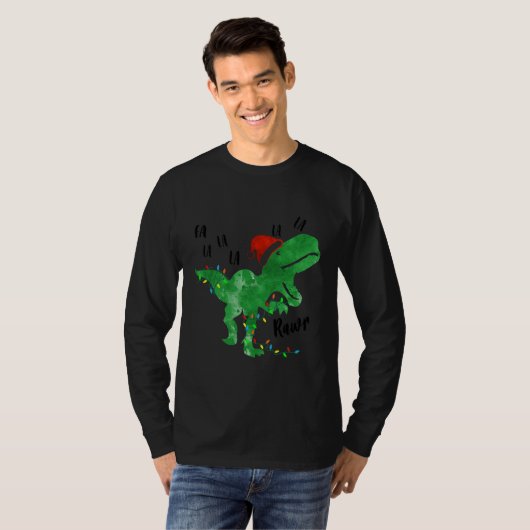 Fa Ra Rawr Funny Dinosaur TRex Kerstmis T-shirt (Voorkant volledig)
