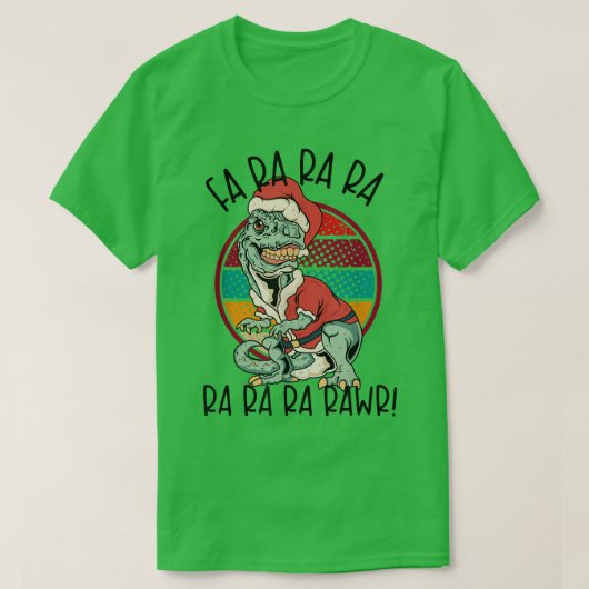 Fa Ra RAWR Funny Santa and TREX KerstTREX T-shirt (Design voorkant)