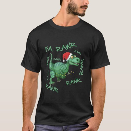 Fa Rawr Funny Kinder Rex Dinosaur Kerstmis Pajama T-shirt (Voorkant)