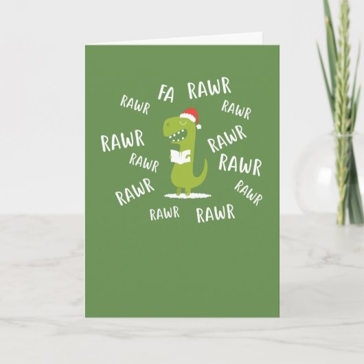 Fa rawr rawer Funny Christmas Singing T-Rex Feestdagen Kaart (Voorkant)