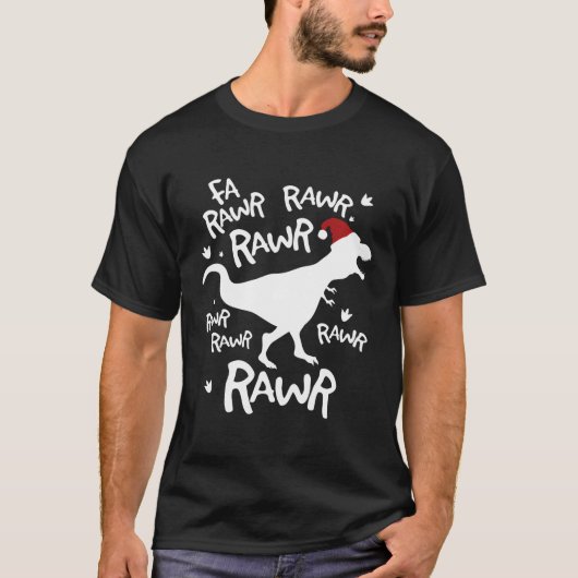 Fa Rawr Rawr Trex Dinosaur voor Kerstmis T-shirt (Voorkant)