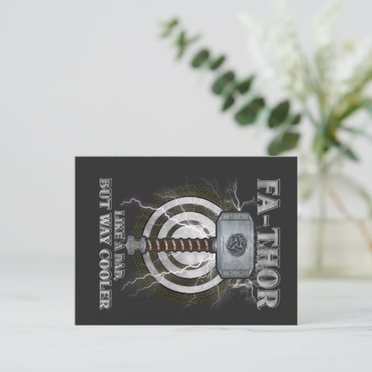 Fa-Thor Als Een Vader Maar Dan Way Koeler Vaderdag Briefkaart (Staand voorkant)