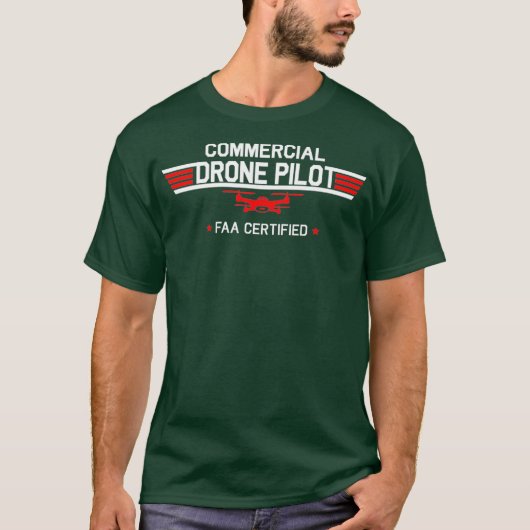 FAA Certified Drone Pilot Commercial Quadcopter T-shirt (Voorkant)