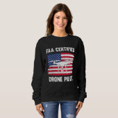 Faa Certified Drone Pilot USA Flag Design Trui (Voorkant volledig)