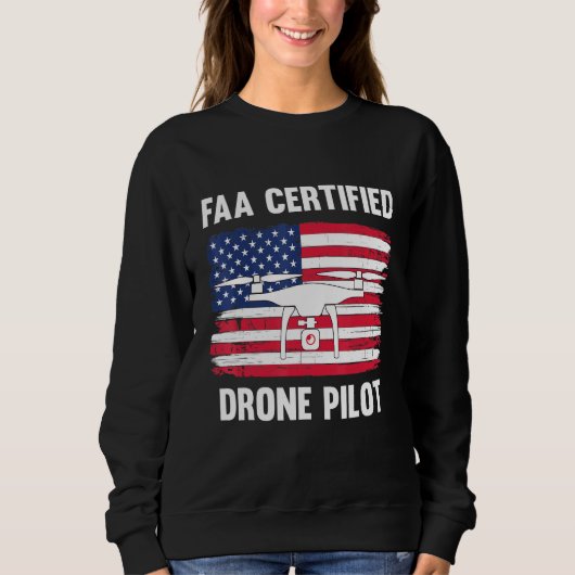 Faa Certified Drone Pilot USA Flag Design Trui (Voorkant)