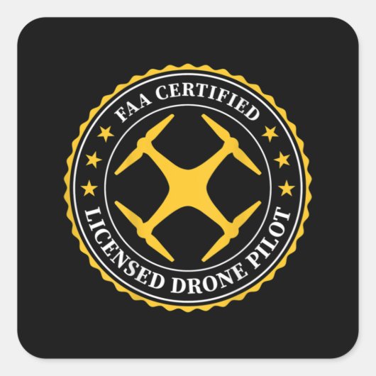 FAA Certified Licensed Drone Pilot - BACK DESIGN Vierkante Sticker (Voorkant)
