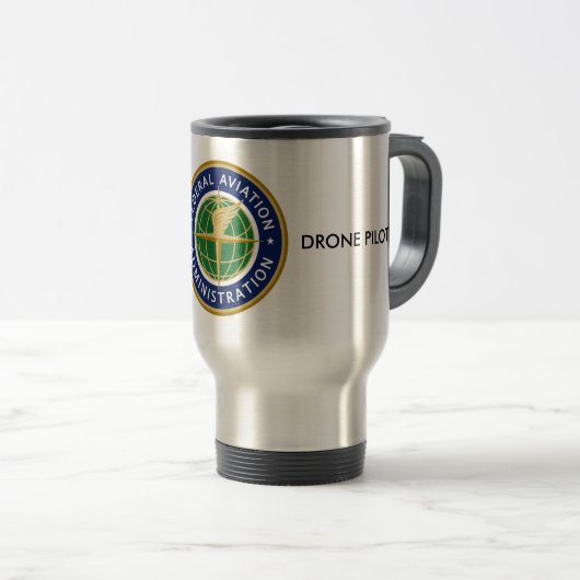 FAA CERTIFIFIED DRONE PILOT TRAVEL MUG REISBEKER (Voorkant rechts)