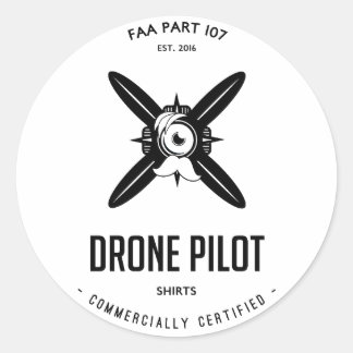 FAA Part 107 Drone Pilot Com. Gecertificeerde Stic Ronde Sticker