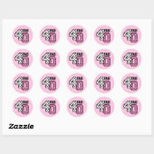 FAB 40e verjaardag ROZE POLKA DOTS V02J Ronde Sticker (Vel)